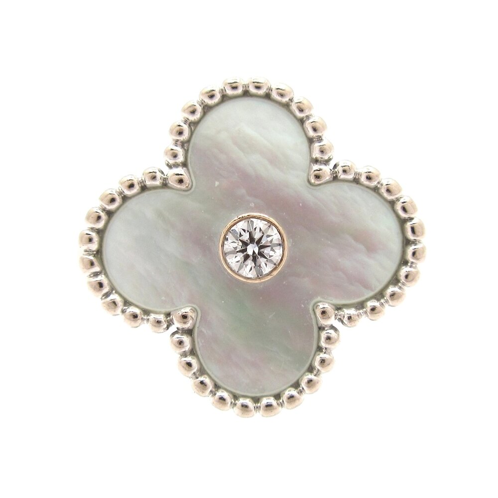 Van Cleef & Arpels Vintage Alhambra Ring VCARF48946 18K White Gold Mother of